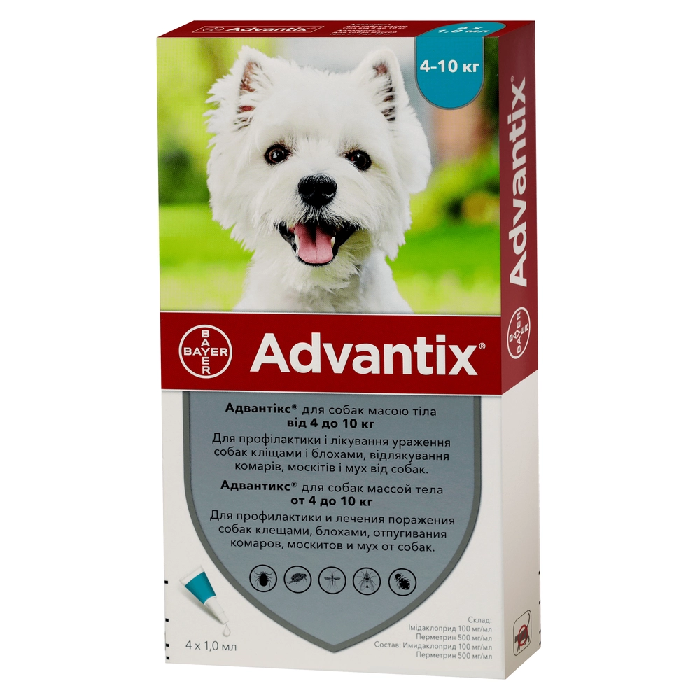 Elanco Advantix для собак весом от 4 до 10 кг 