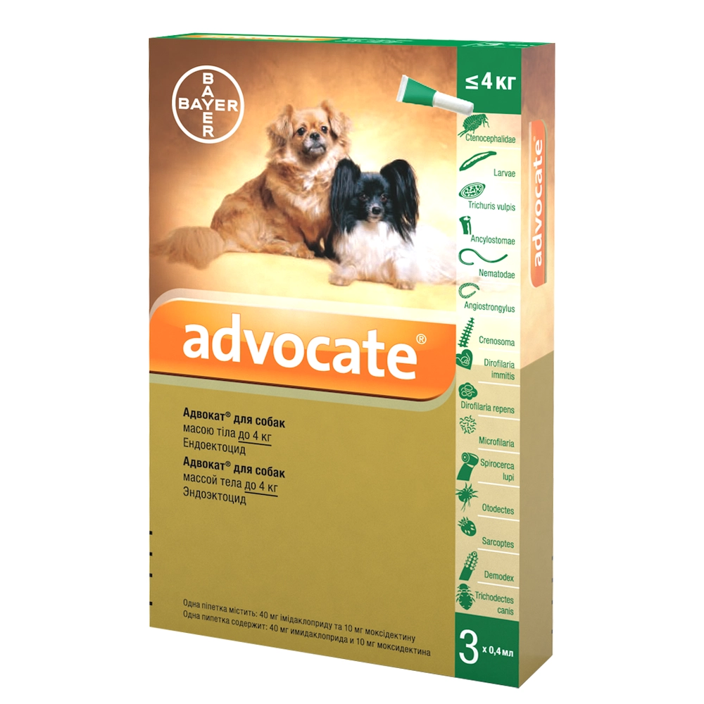 Elanco Advocate для собак весом до 4 кг 
