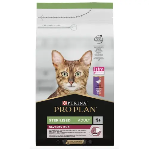Pro Plan Sterilised Duo Для стерилизованных кошек с уткой и печенью