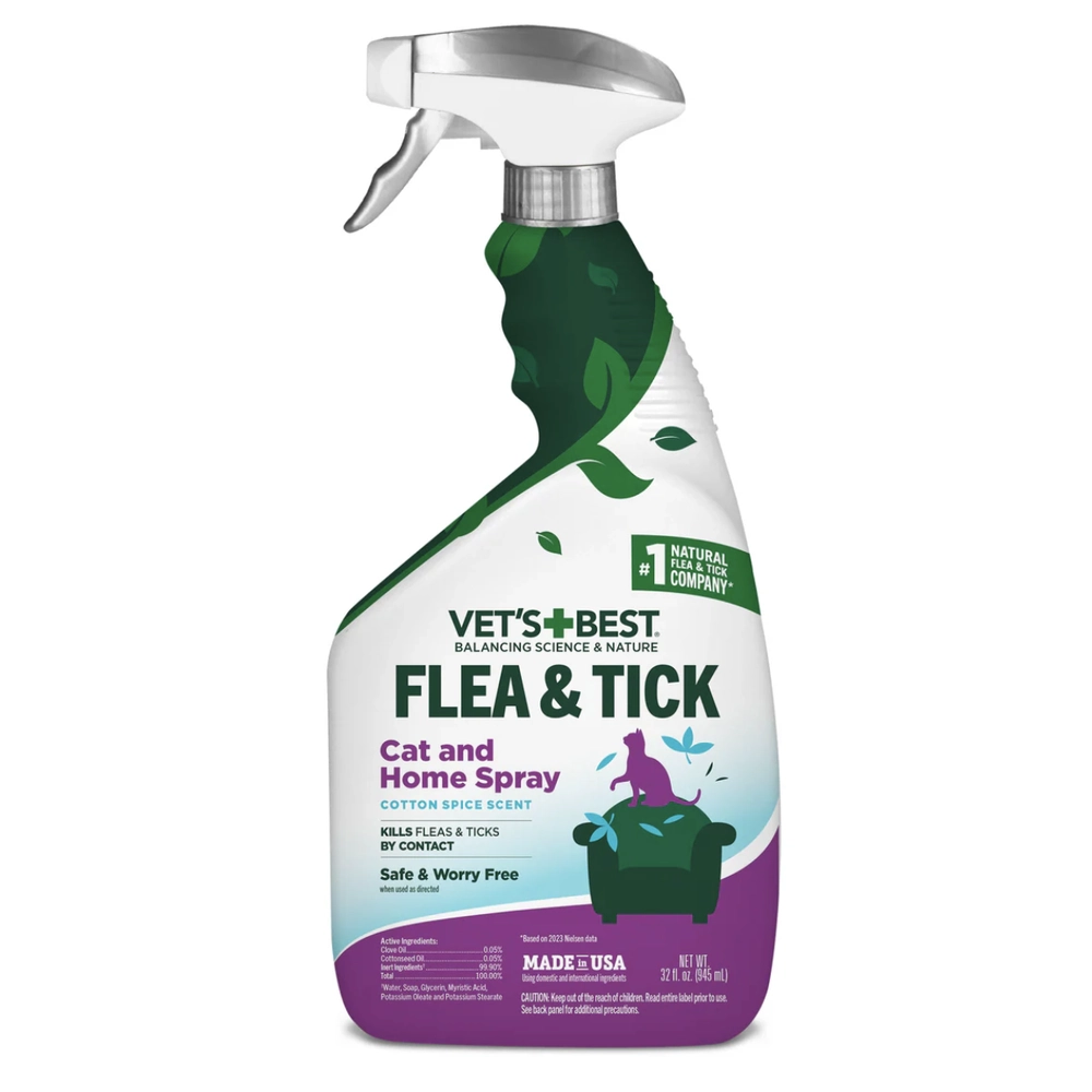 Vet's Best Flea & Tick Home Spray For Cats Cottonspice  