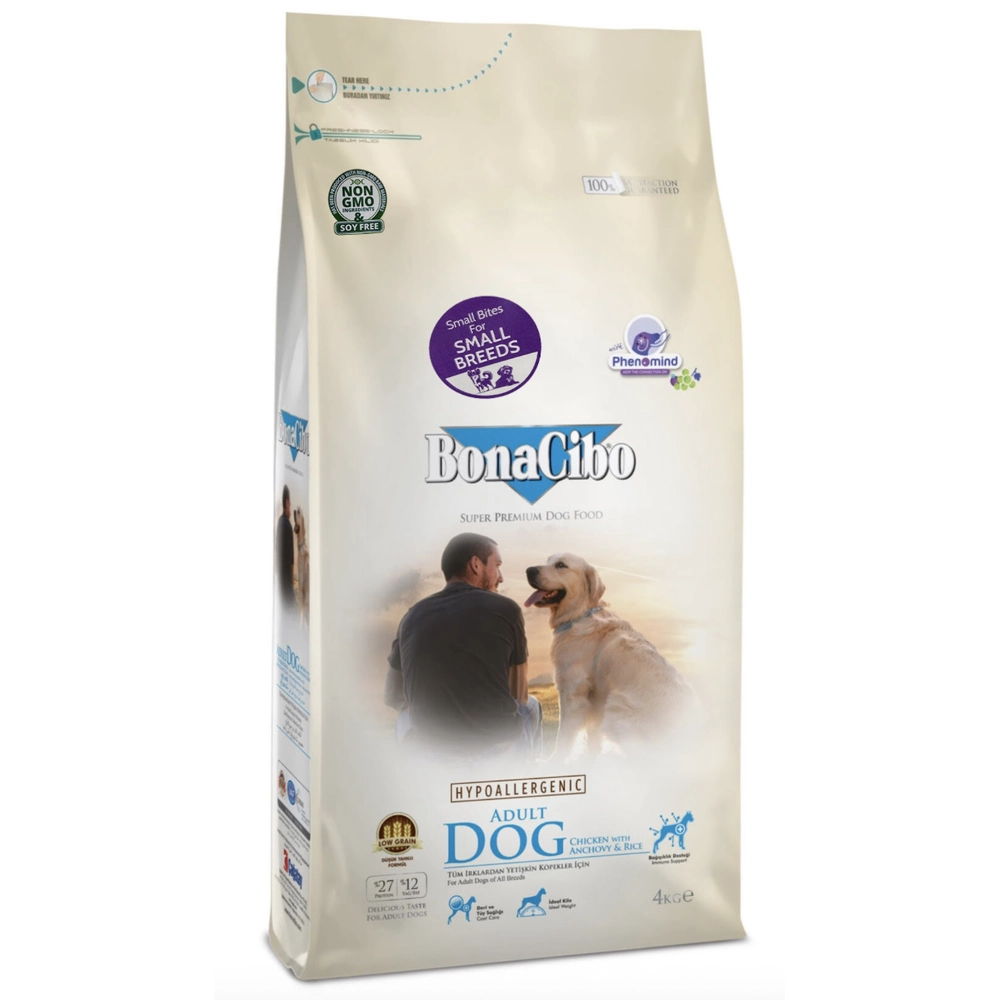 BonaCibo Adult Dog Small Breed Chicken & Rice with Anchovy 