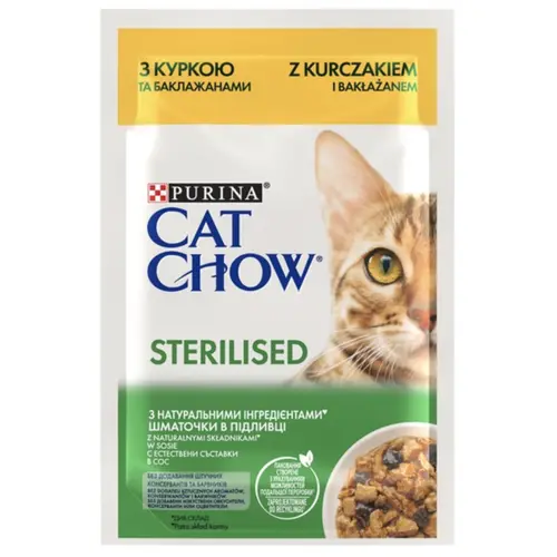 CAT CHOW Sterilised с курицей и баклажанами